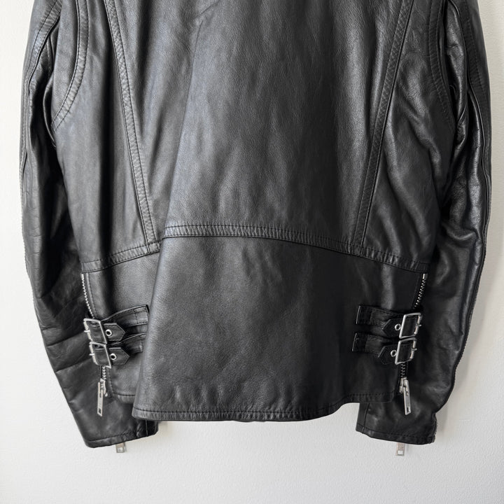 Celine SS2022 Black/White Checkered Calf Leather D-Ring Perfecto Biker Jacket