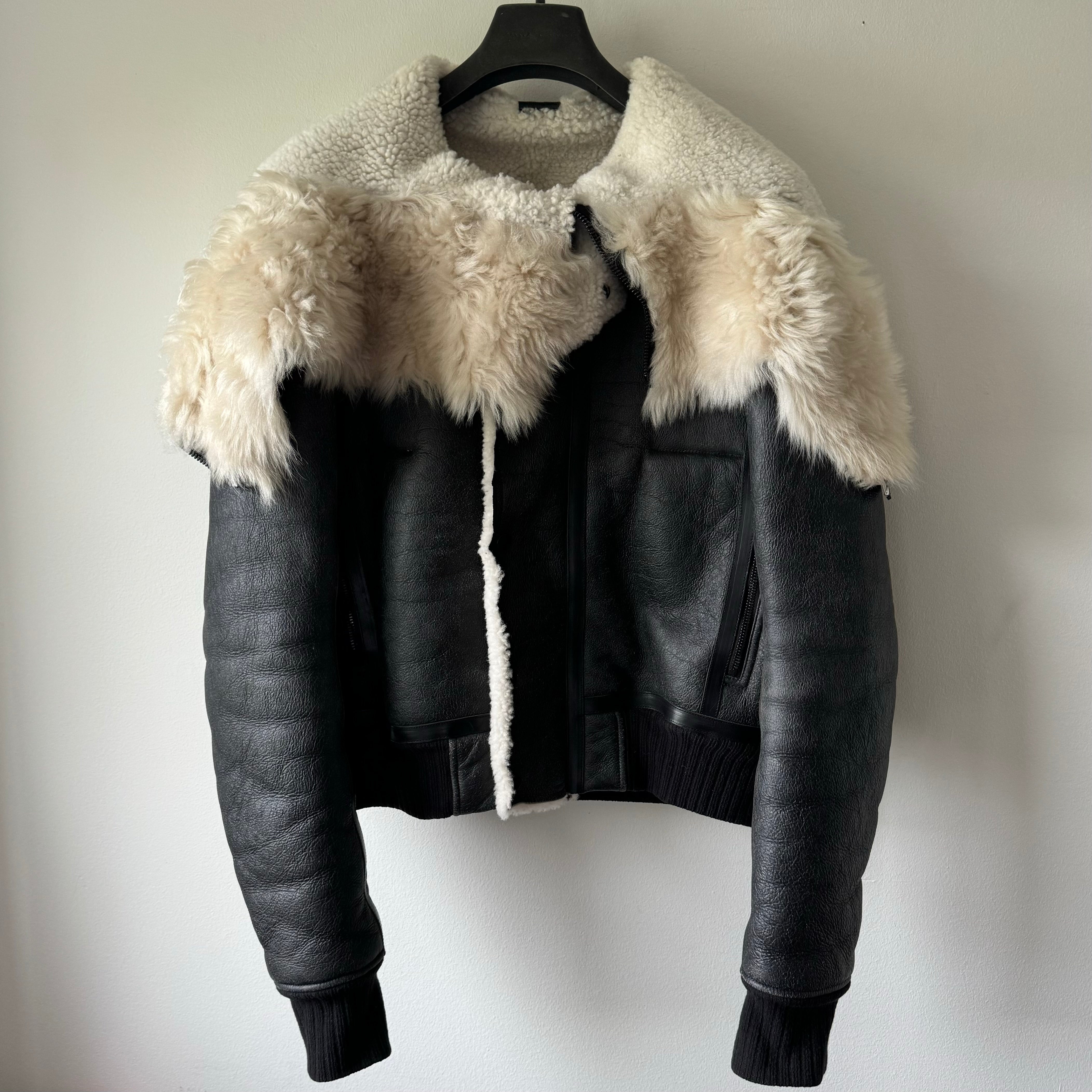 Rick Owens FW16 Runway Hooded Shearling/Fur Bomber Jacket