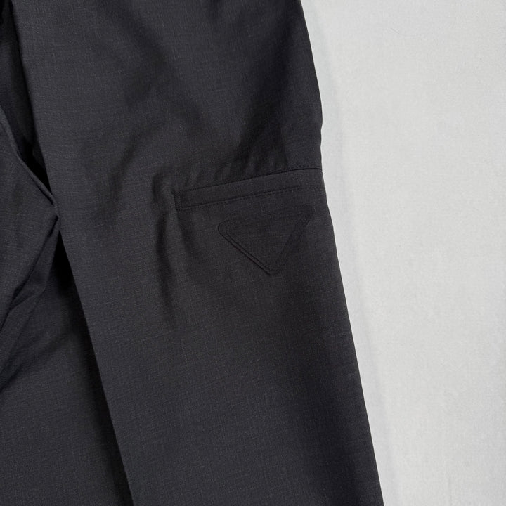 Prada 2022 Mainline Dark Gray Wide Fine Wool Logo Pants