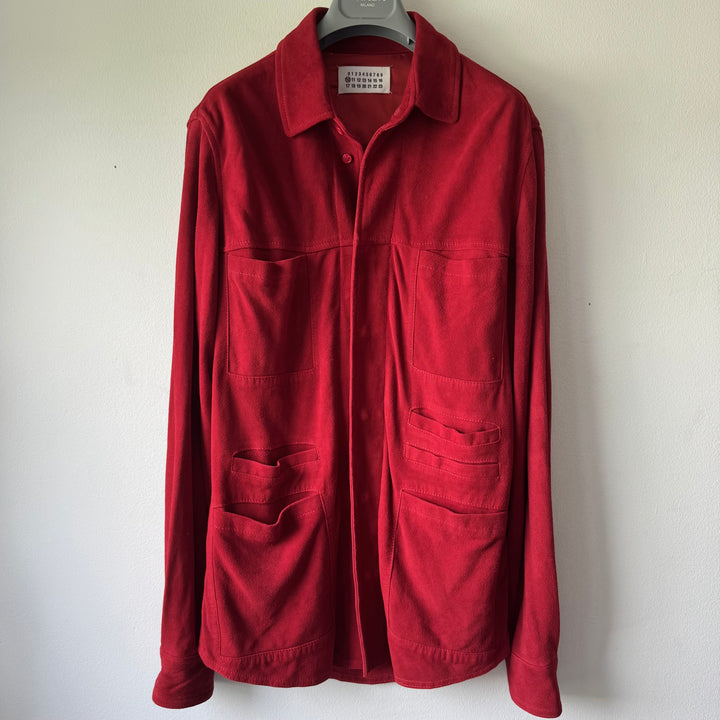 SS2008 Martin Margiela Red Multipocket Deer Suede Leather Overshirt Jacket