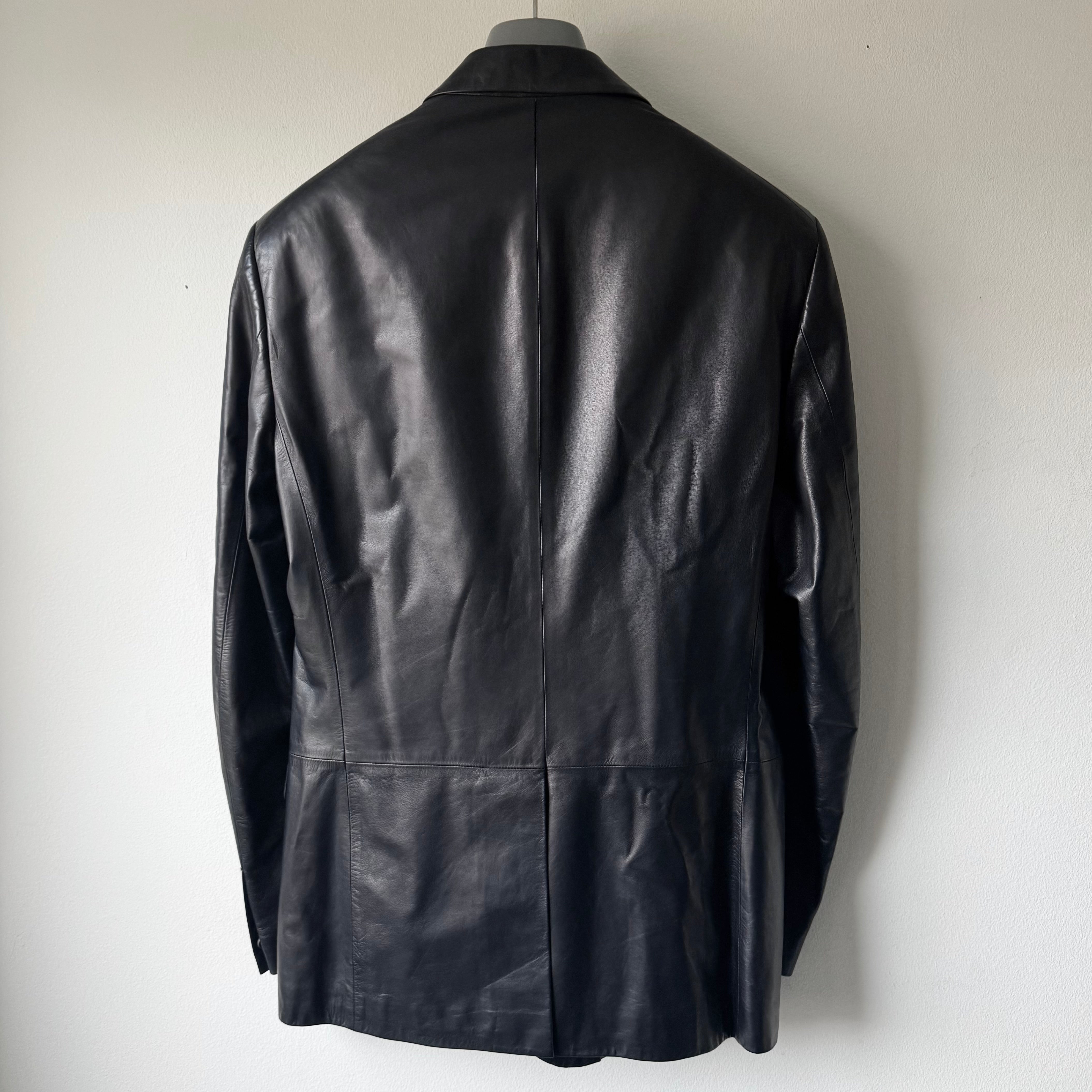 Jil Sander By Raf Simons 2000's Dark Navy Nappa Lamb Leather