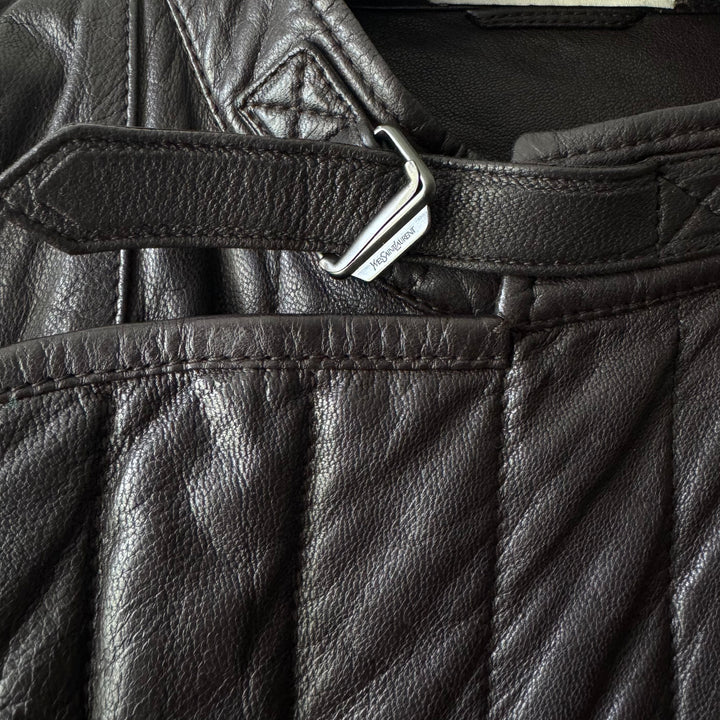 Yves Saint Laurent Rive Gauche By Tom Ford FW2003 Brown Fencing Leather Jacket