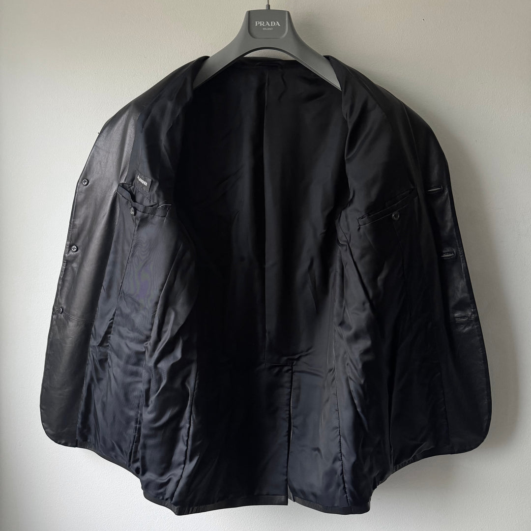 Jil Sander By Raf Simons 2000’s Dark Navy Nappa Lamb Leather Blazer Jacket
