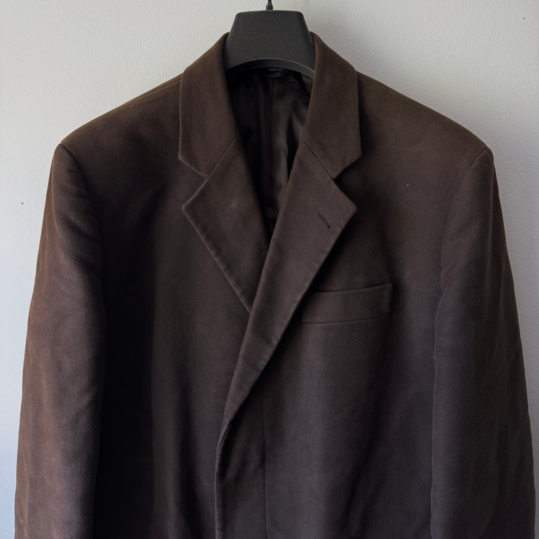 Helmut Lang 1990’s Brown Moleskin Button-Up Overcoat