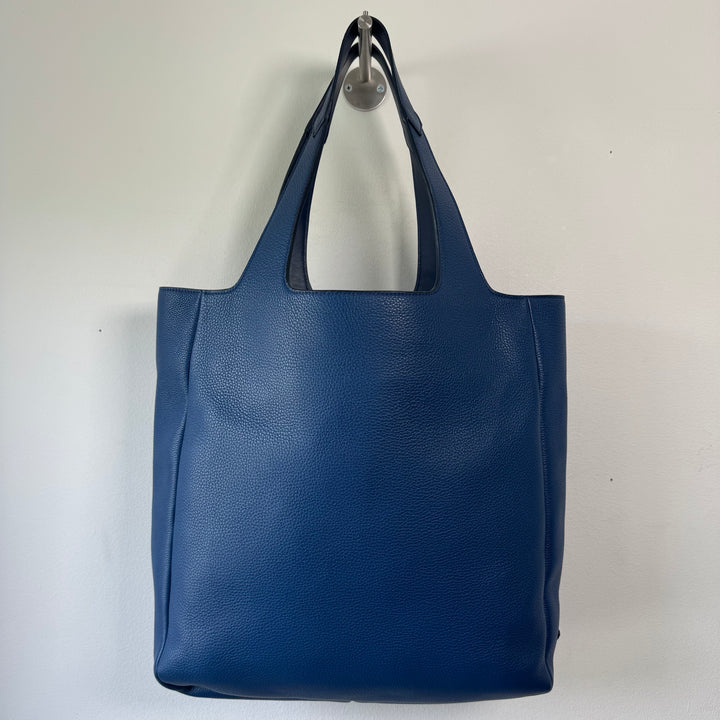 Prada Blue Triangle Logo Nappa Leather Large Tote Bag