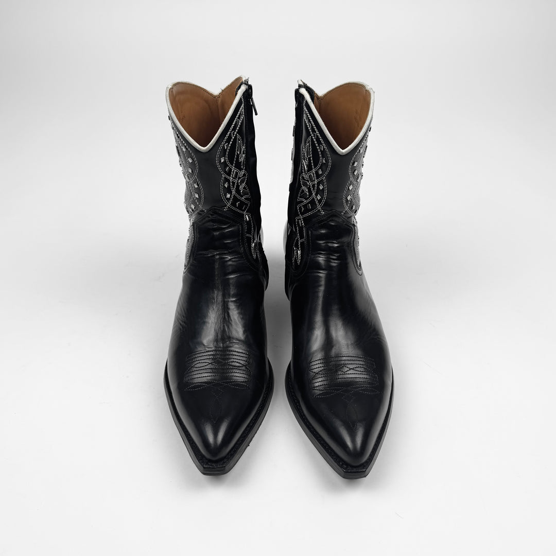 Saint Laurent By Hedi Slimane SS2015 Psych Rock Black Studded Western Boots