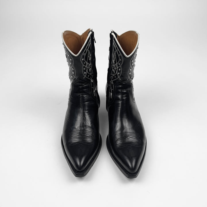 Saint Laurent By Hedi Slimane SS2015 Psych Rock Black Studded Western Boots