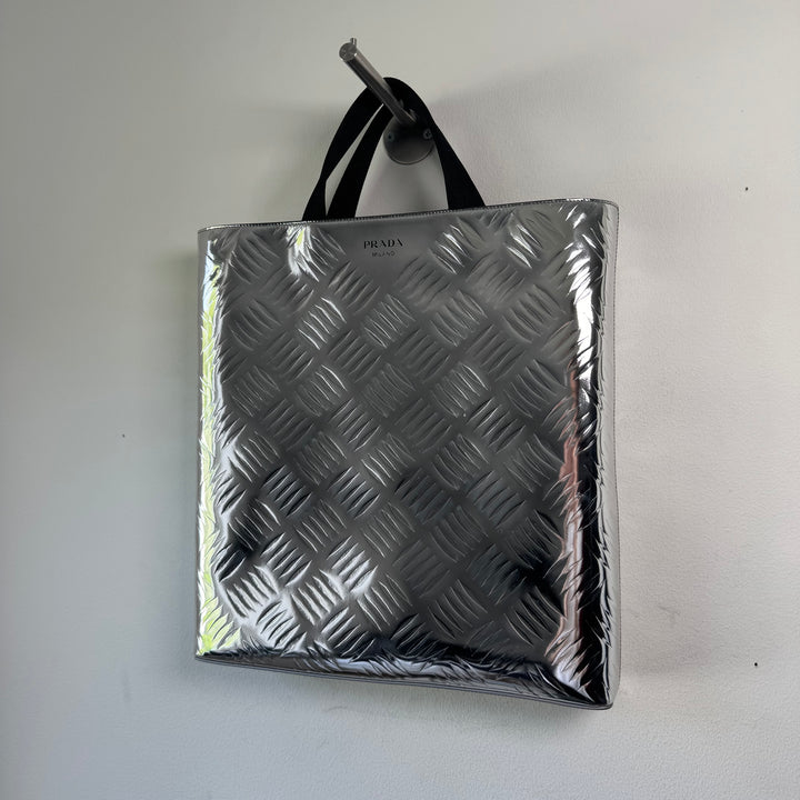 Prada FW2023 Silver Leather Tote Bag