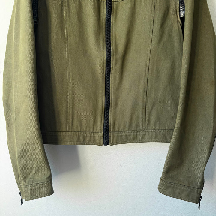 Miu Miu SS2000 Green Cotton Cropped Zip-Up Modular Denim Jacket