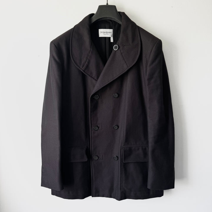 Yves Saint Laurent Rive Gauche By Tom Ford FW2001 Brown Cotton Double Breasted Short Coat
