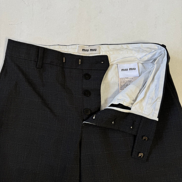 Miu Miu 2022 Checkered Prince Of Wales Pleated Fine Wool Pants