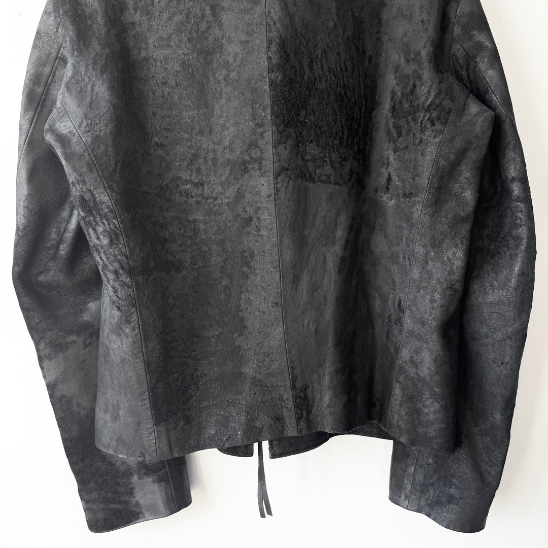Ann Demeulemeester FW2002 Black Blistered Shaved Leather Jacket
