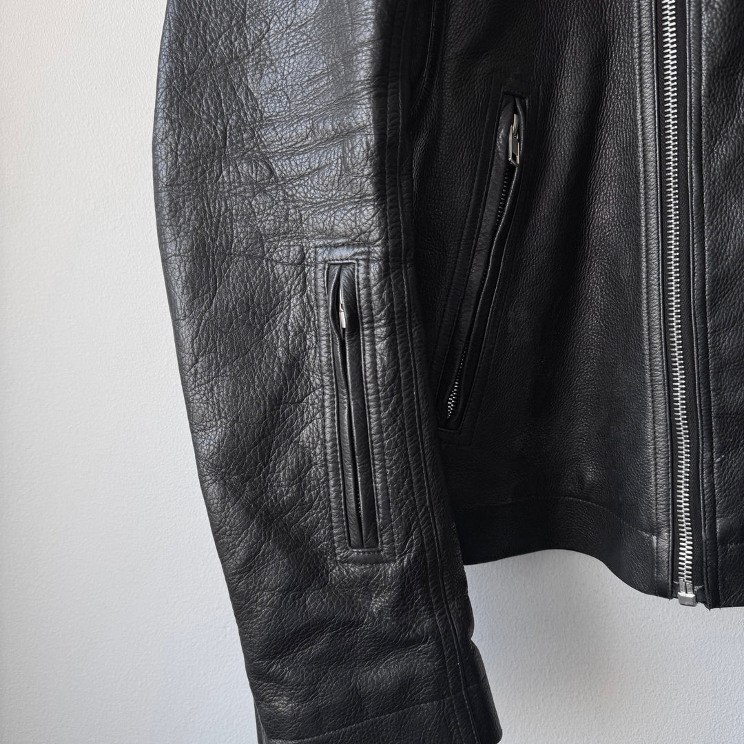 Rick Owens SS2016 Black Heavy Calf Leather Safari Moto Biker Jacket