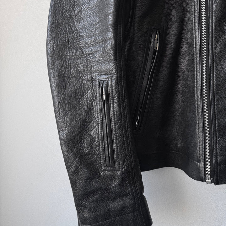 Rick Owens SS2016 Black Heavy Calf Leather Safari Moto Biker Jacket