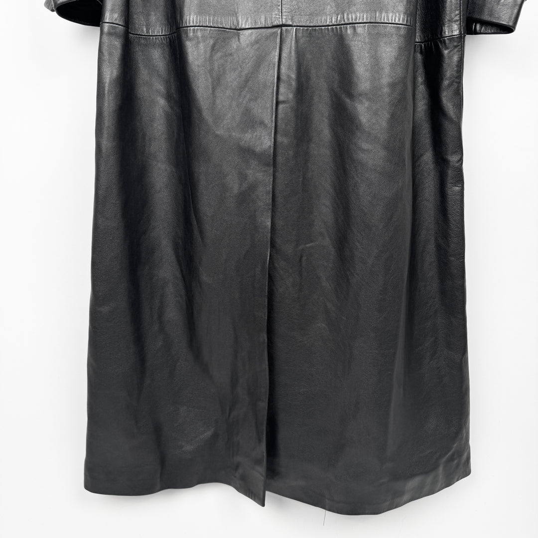 Jil Sander 2000s Black Silk Lined Long Lamb Leather Trench Coat