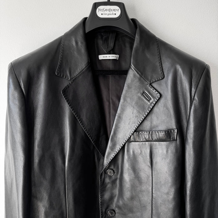 Yves Saint Laurent Rive Gauche By Tom Ford FW2001 Black Leather Blazer Jacket