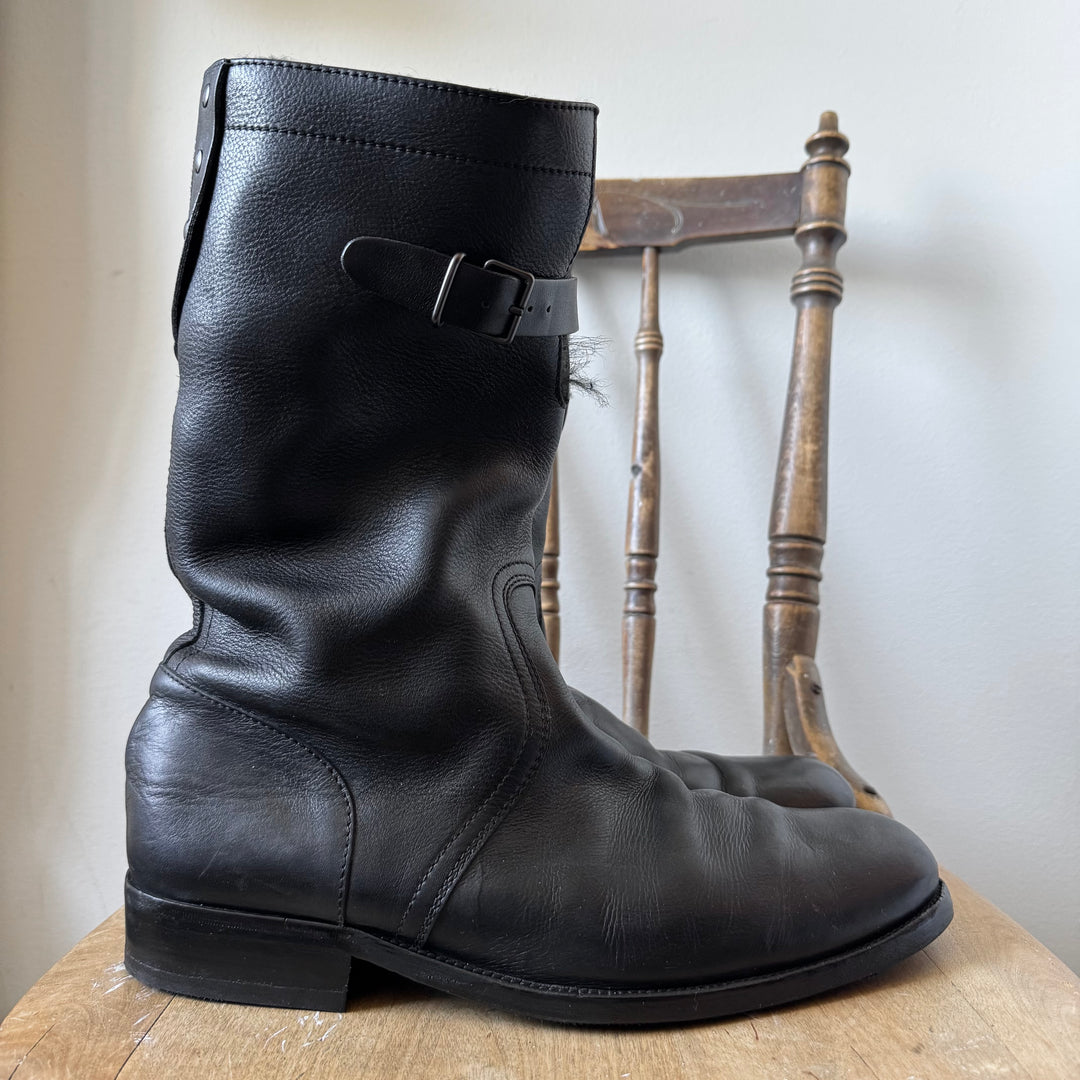 Gucci By Tom Ford 2000's Shearling Biker Leather Boots