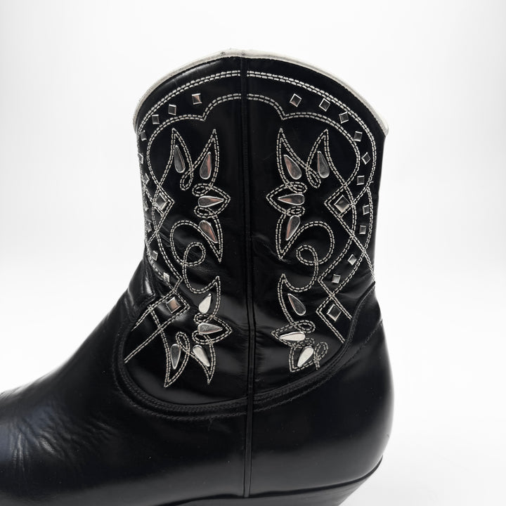 Saint Laurent By Hedi Slimane SS2015 Psych Rock Black Studded Western Boots