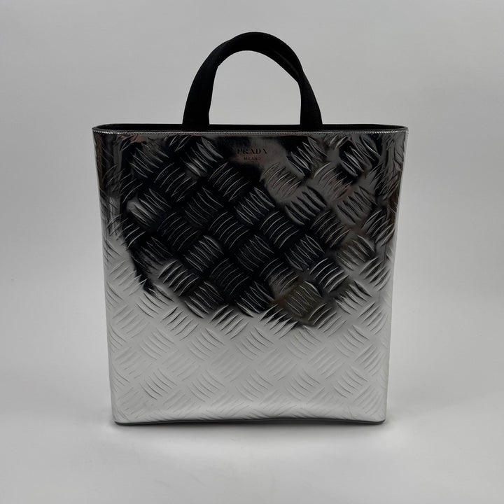Prada FW2023 Silver Leather Tote Bag