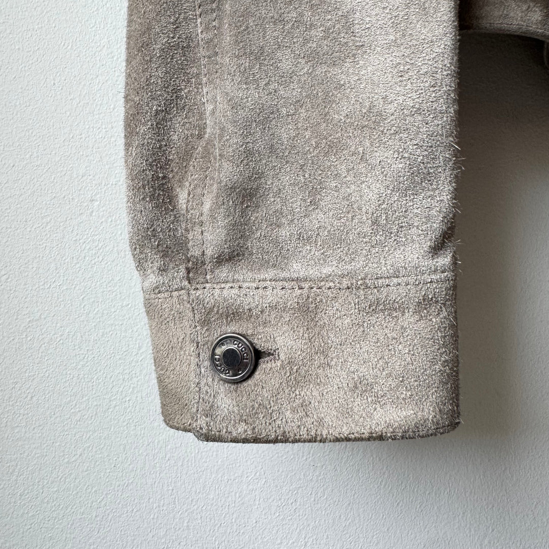 Gucci By Tom Ford 2000’s Gray Suede  Nubuck Trucker Blouson Leather Jacket