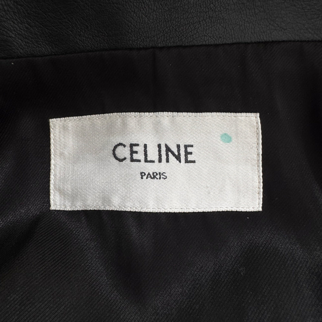1/1 Celine SS2022 Sample Black Cutout Suede Paneled Leather Blouson Jacket