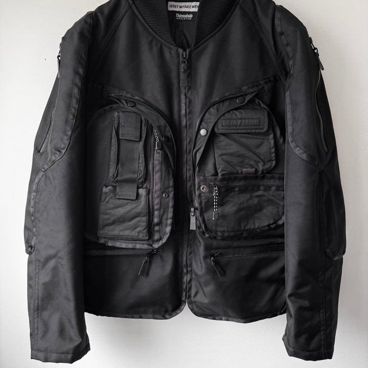 Issey Miyake AW2000 Black Ballistic Nylon X-Ray Cargo Bomber Jacket