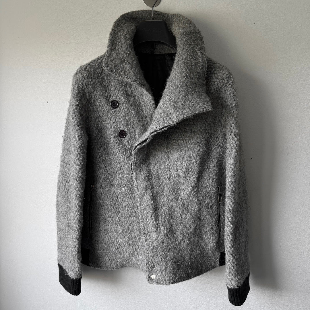 Dior Homme FW2009 Gray Asymmetric Drape Collar Mohair Jacket