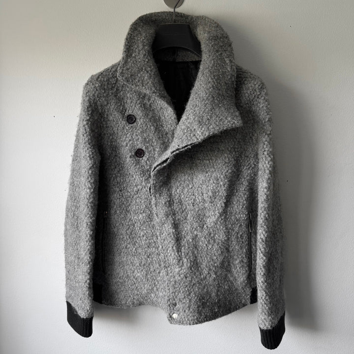 Dior Homme FW2009 Gray Asymmetric Drape Collar Mohair Jacket