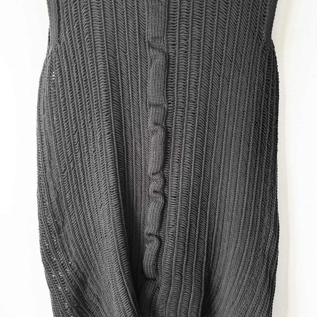 Rick Owens SS2016 Black Cotton Knitted Hooded Vest/Tank-Top