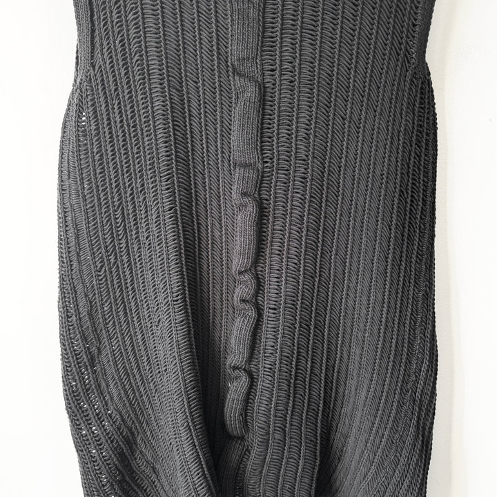 Rick Owens SS2016 Black Cotton Knitted Hooded Vest/Tank-Top