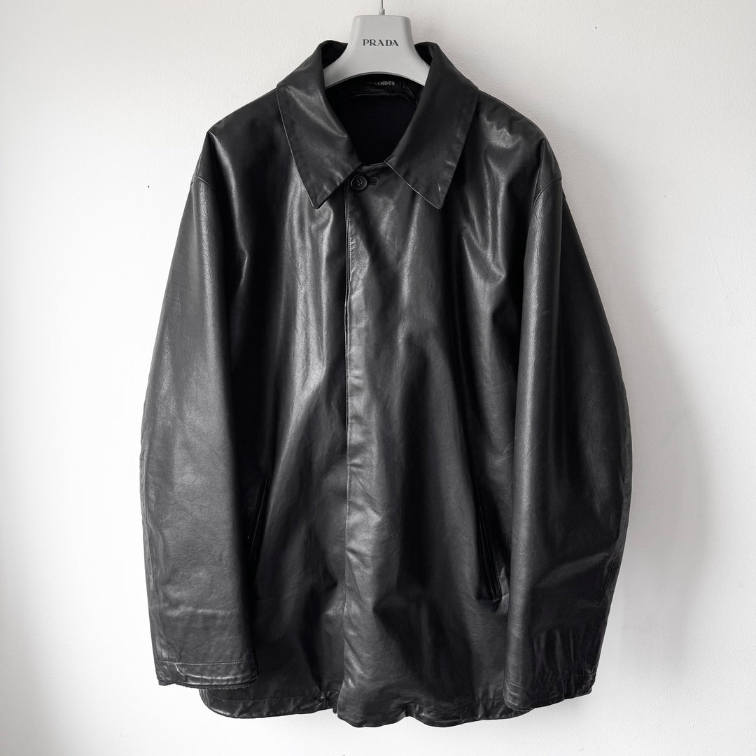 Jil Sander 2000’s Black Wool Lined Short Leather Coat