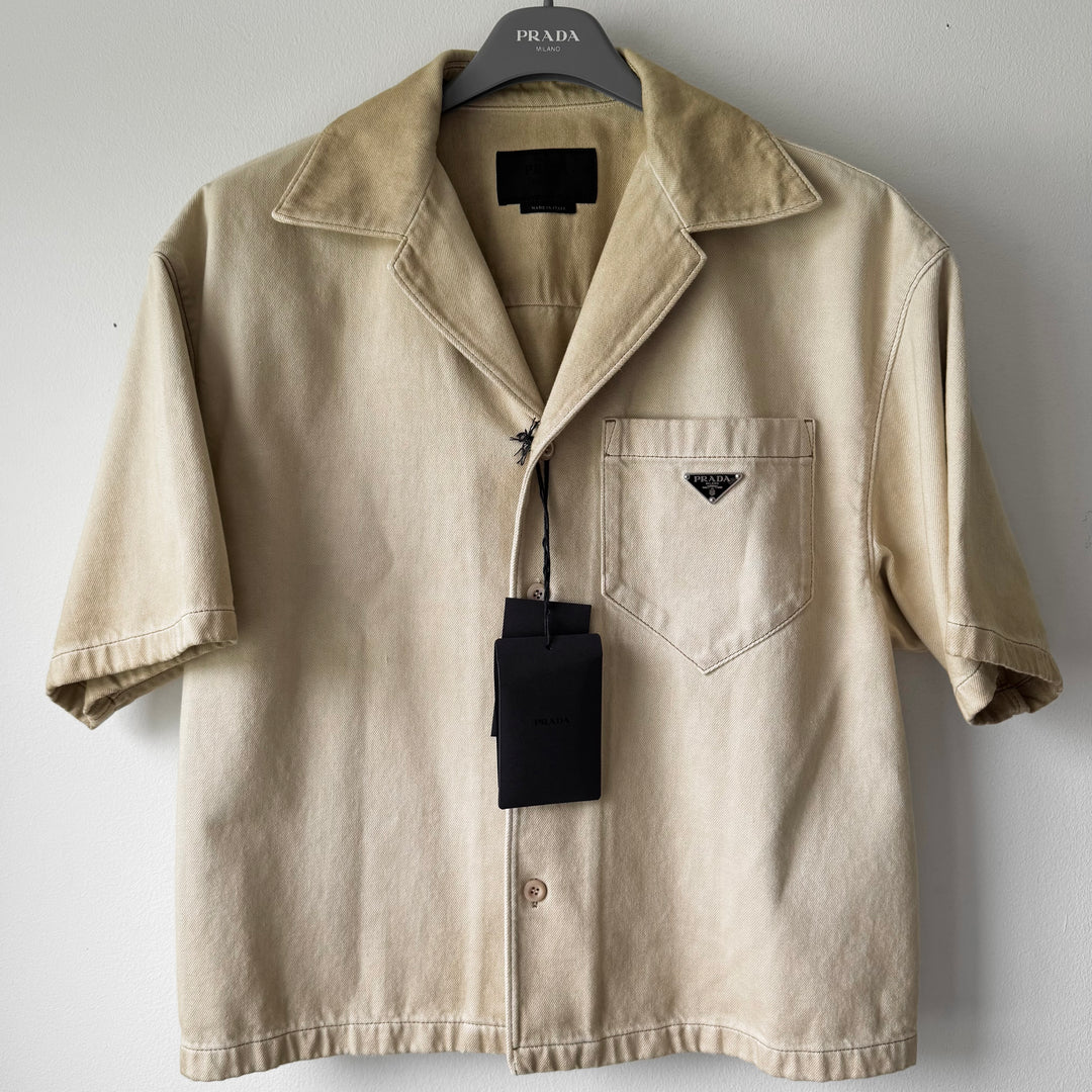 Prada SS2025 Short-Sleeved Bull Denim Bowling Shirt