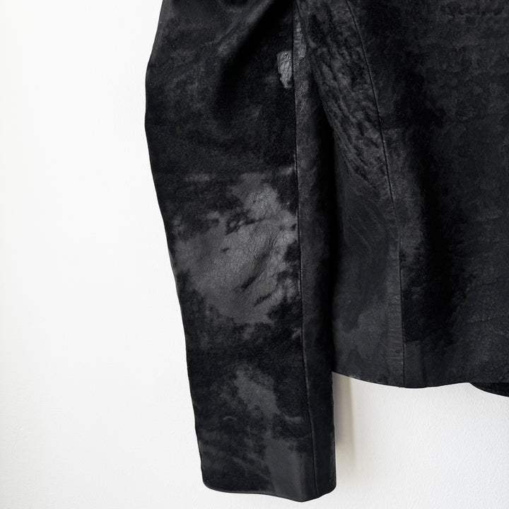 Ann Demeulemeester FW2002 Black Blistered Shaved Leather Jacket