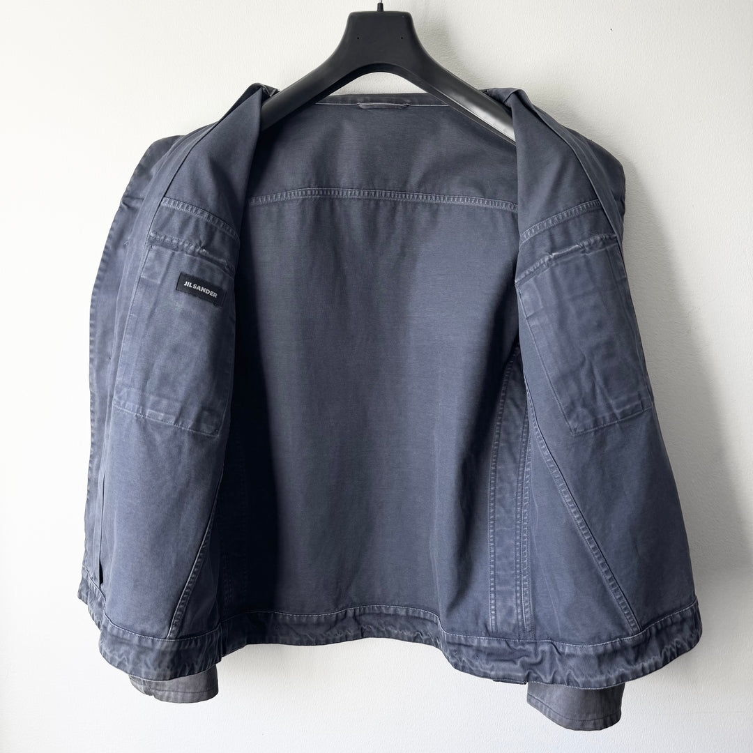 Jil Sander 2000's Gray/Blue Sun Faded Cotton Work Jacket