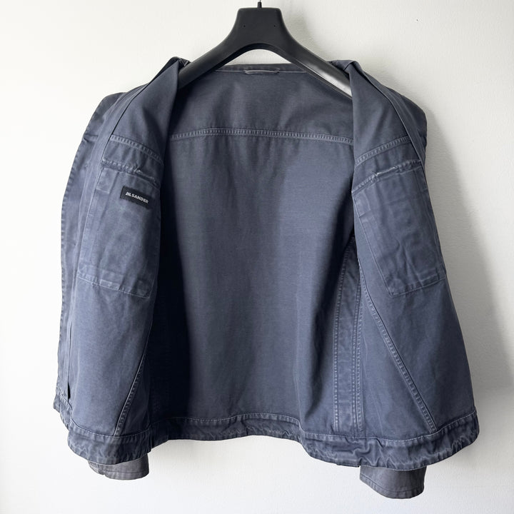 Jil Sander 2000's Gray/Blue Sun Faded Cotton Work Jacket