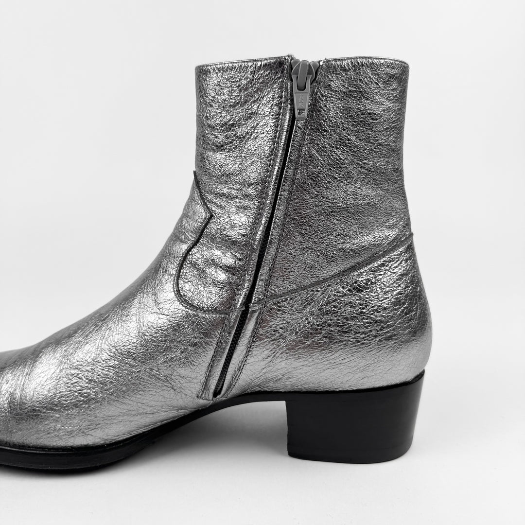 Saint Laurent SS2015 Psych Rock Metallic Silver/Gold Star Wyatt Boots