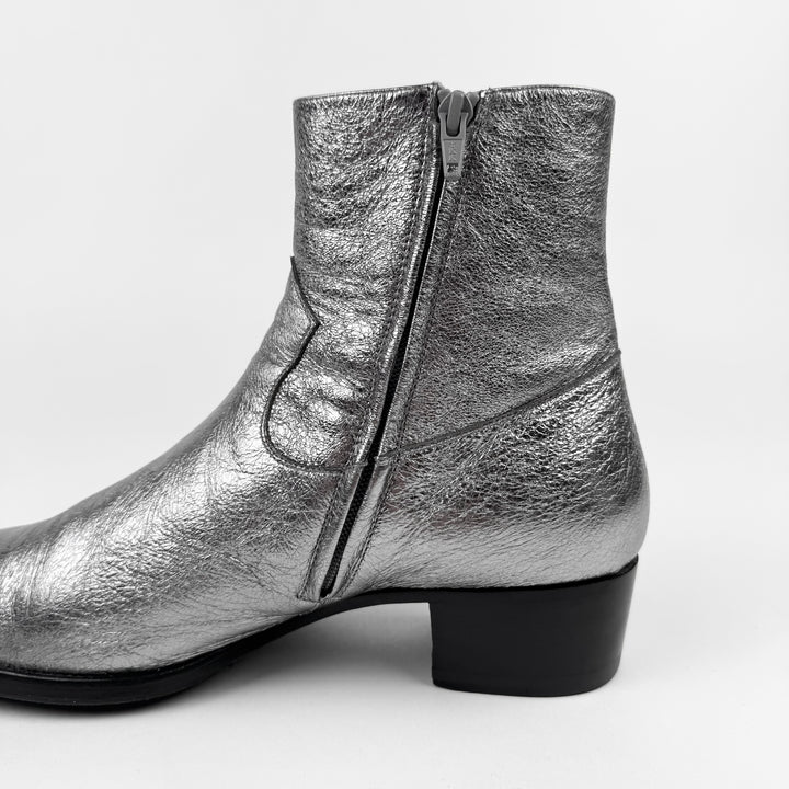 Saint Laurent SS2015 Psych Rock Metallic Silver/Gold Star Wyatt Boots