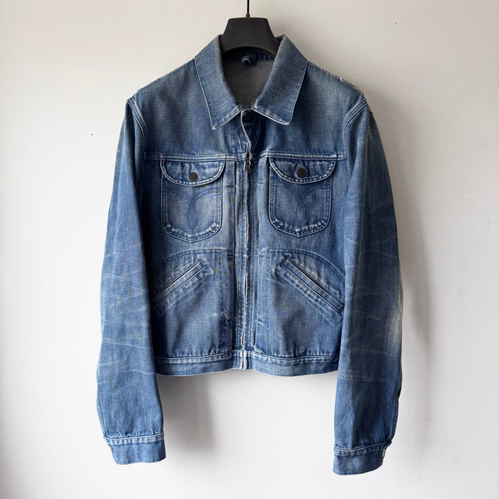 Gucci By Tom Ford SS2004 Cropped Washed Denim Western Moto Jacket