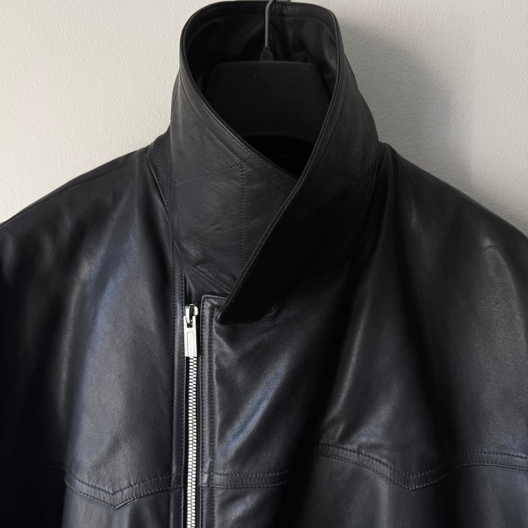Hermes Black Calf Leather Cashmere Lined Cropped Jacket