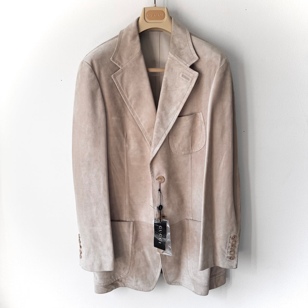 Gucci SS2005 Sand Beige Suede Leather Blazer Jacket
