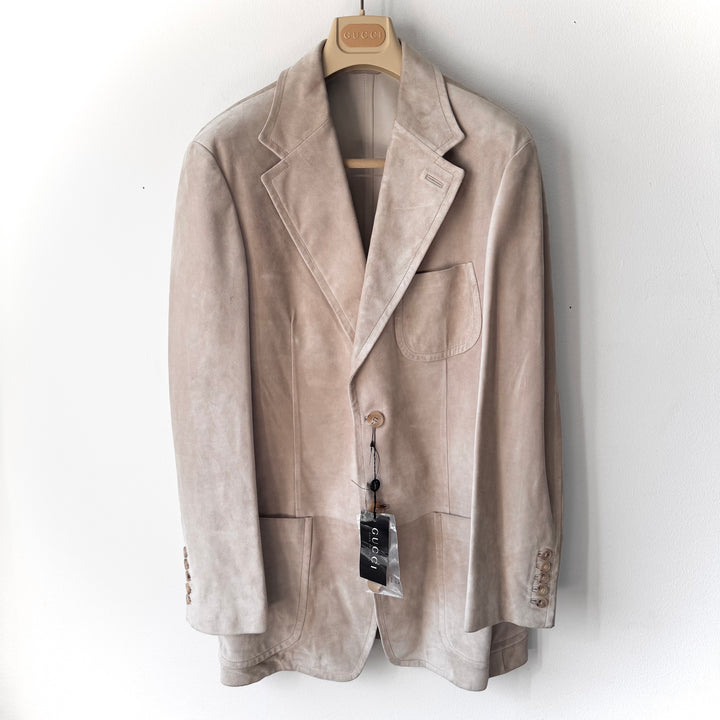 Gucci SS2005 Sand Beige Suede Leather Blazer Jacket