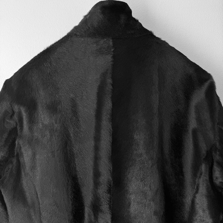 Emporio Armani AW2012 Black ”Pony Hair” Asymmetrical 2-Zip Calf Leather Jacket
