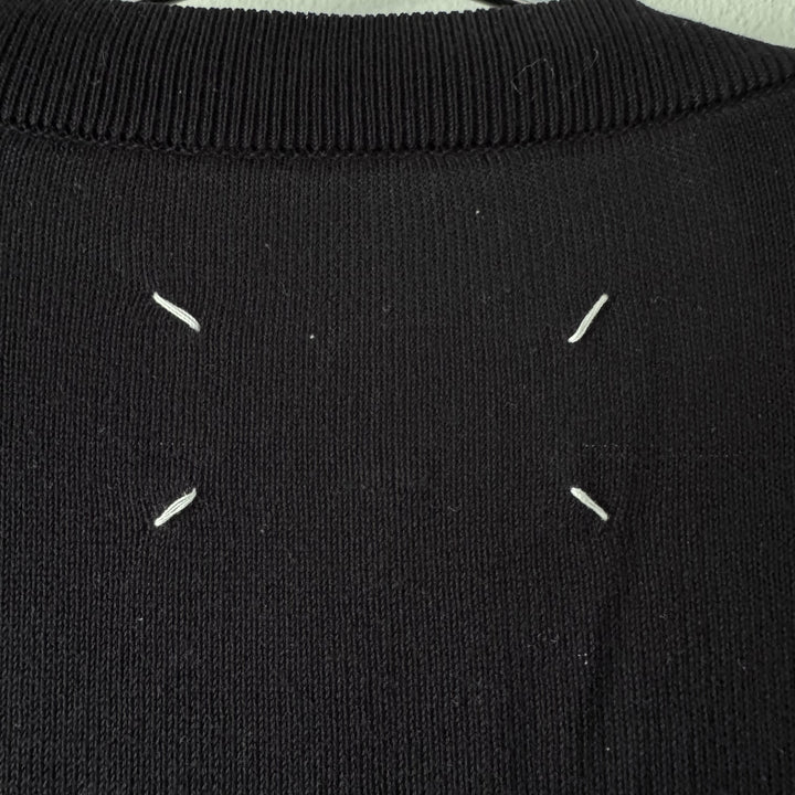 SS2015 Maison Martin Margiela Navy Cotton Knit Elbow Patch Button-Up Cardigan