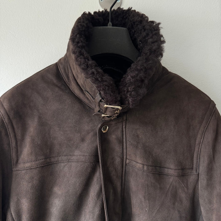 Gucci FW2011 Brown Suede Leather Shearling Bomber Jacket
