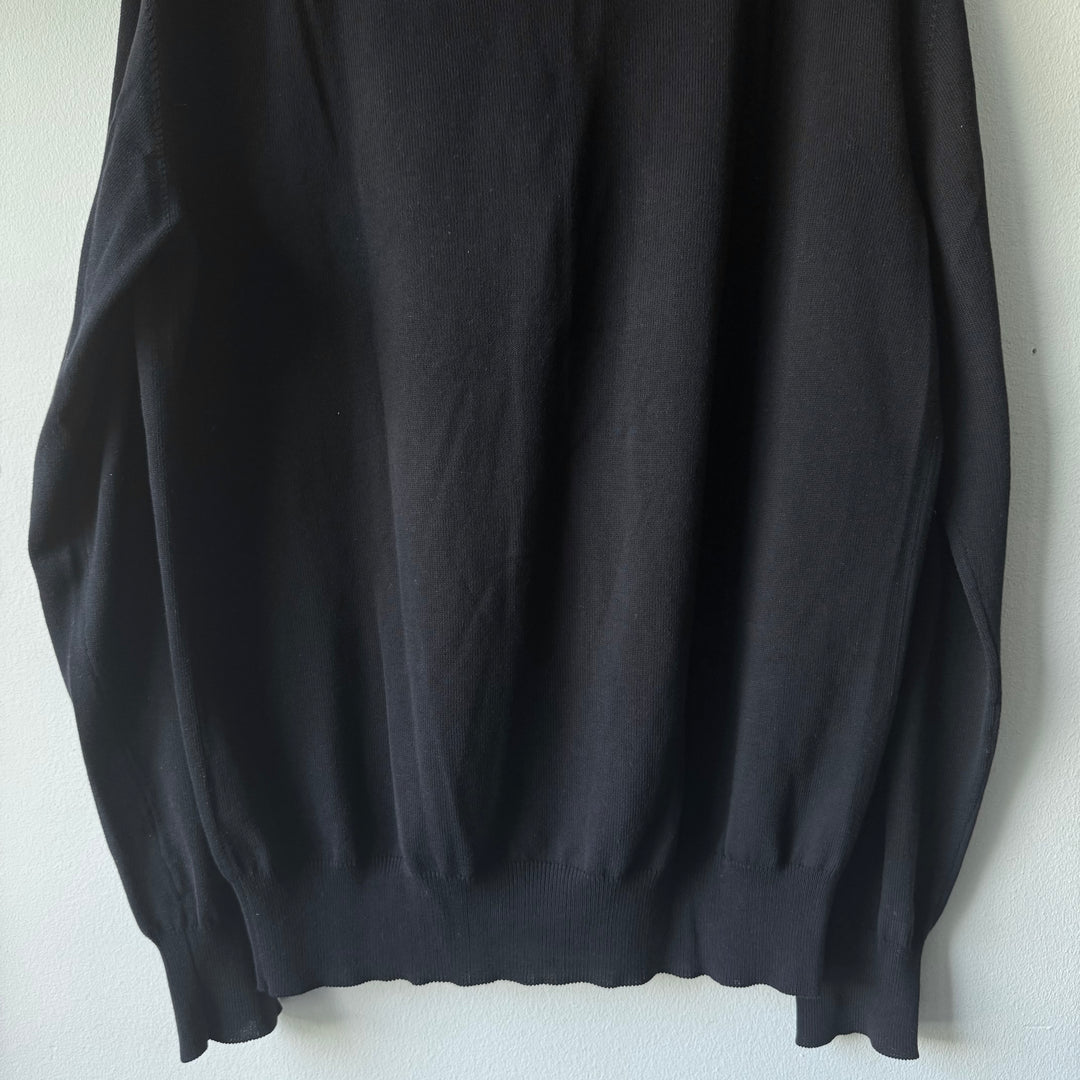 SS2015 Maison Martin Margiela Navy Cotton Knit Elbow Patch Button-Up Cardigan