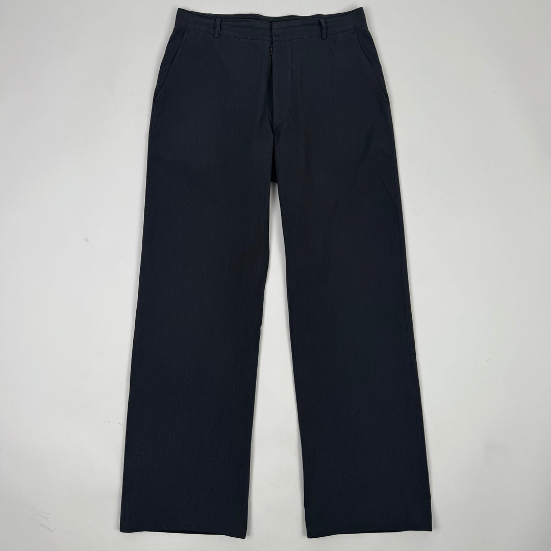 SS2001 Martin Margiela Dark Gray Pinstripe Cotton Wide Relaxed Pants