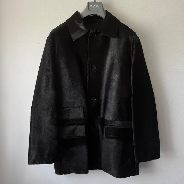Prada 1990’s Mainline Calf Hair-On-Hide Leather Coat
