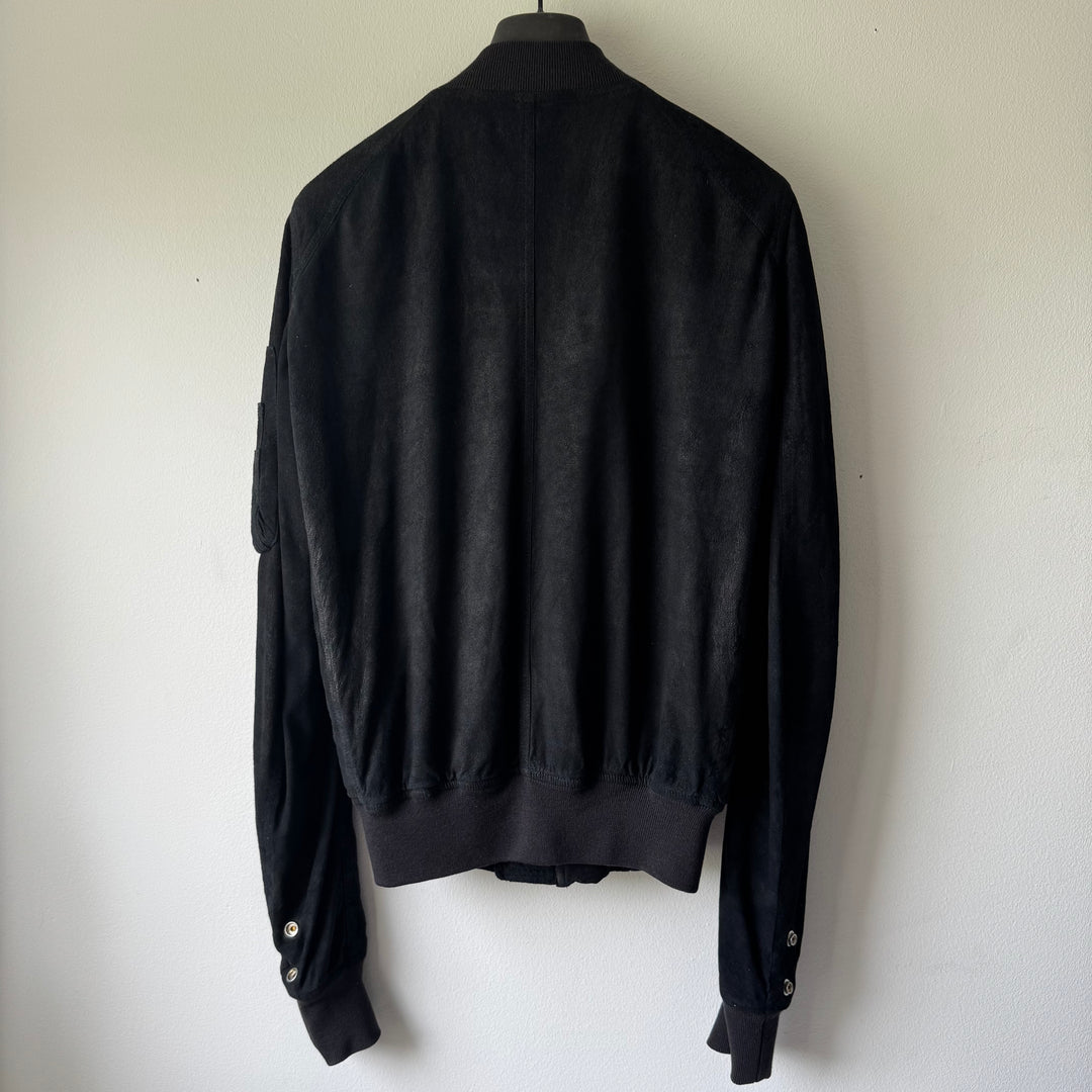 Rick Owens SS2018 Black Blistered Lamb Leather MA-1 Bomber Jacket