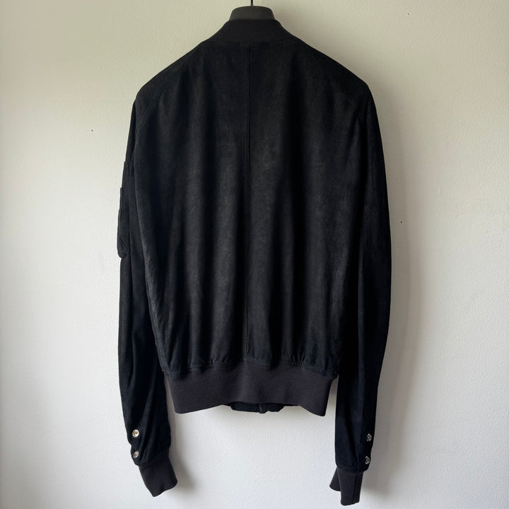 Rick Owens SS2018 Black Blistered Lamb Leather MA-1 Bomber Jacket