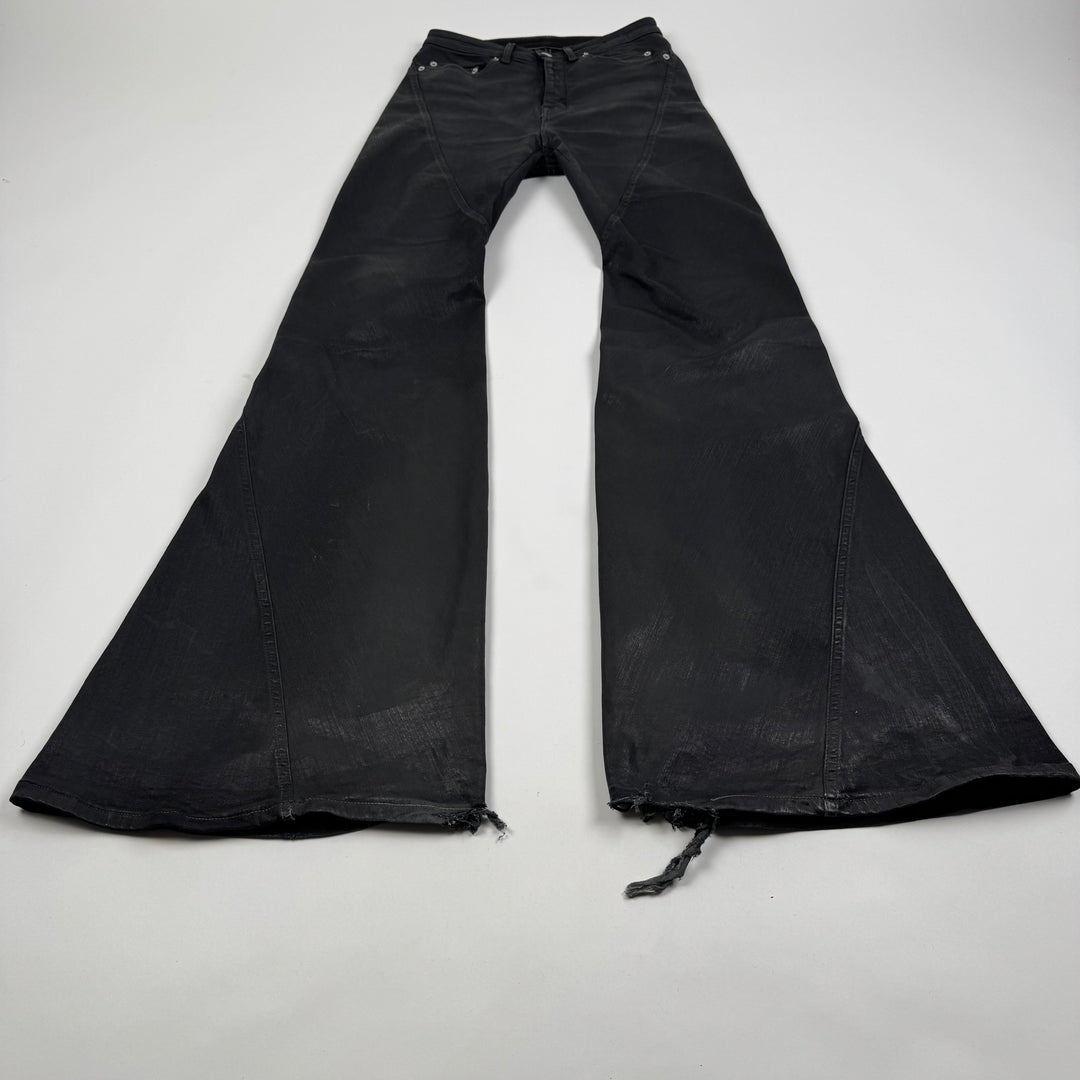 Rick Owens FW2024 Black Bias Bootcut Waxed Denim Pants